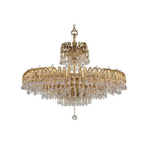Asfour Crystal - Royal Chandelier - 30 Bulbs - Gold Oxide - Ball & Drop  Clear