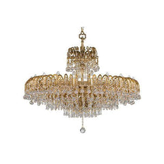 Asfour Crystal - Royal Chandelier - 30 Bulbs - Gold Oxide - Ball & Drop Clear