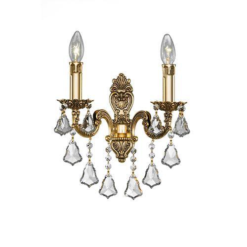 Brass - 2 Bulbs - Gold Oxide - Pendeloque Clear