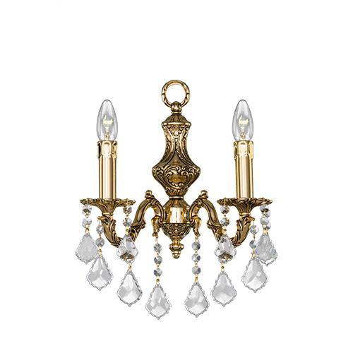 Brass - 2 Bulbs - Gold Oxide - Pendeloque Clear