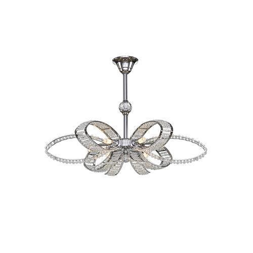 Asfour Crystal - Modern Chandelier - 6 Bulbs - Chrome - Octagon Clear