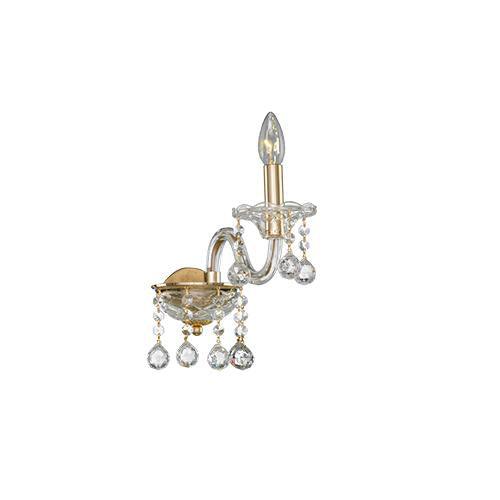 Crystal - 1 Bulb - Gold - Ball & Octagon Clear