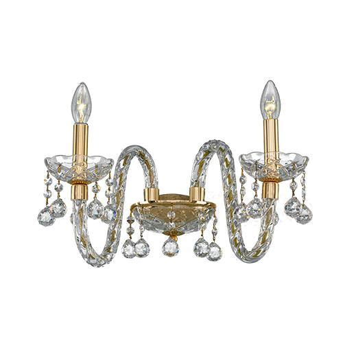 Crystal - 2 Bulbs - Gold - Ball Clear