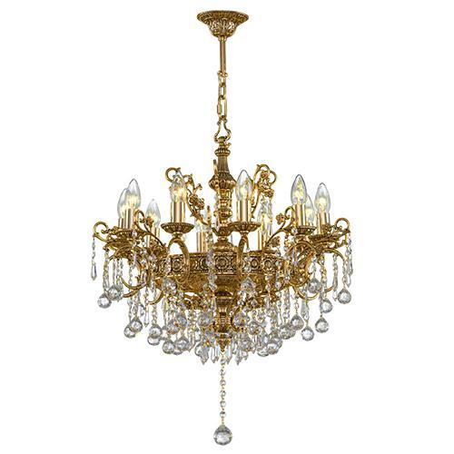 Asfour Crystal - Royal Chandelier - 10 Bulbs - Gold Oxide - TR & Octagon Clear