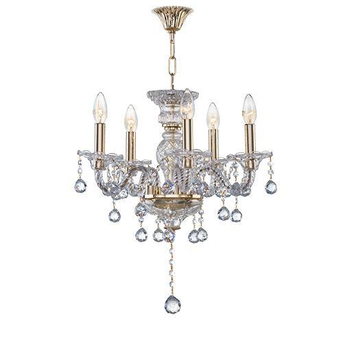 Asfour Crystal - Crystal - 5 Bulbs - Gold - Ball Clear