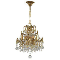 Asfour Crystal - Royal Chandelier - 10 Bulbs - Gold Oxide - Ball, Octagon & Drop Clear