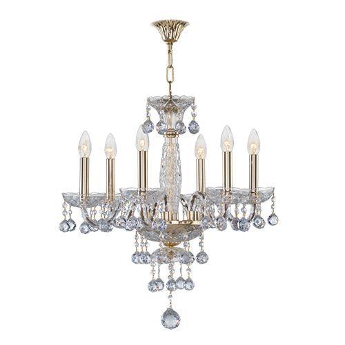 Asfour Crystal - Crystal - 6 Bulbs - Gold - Octagon Clear