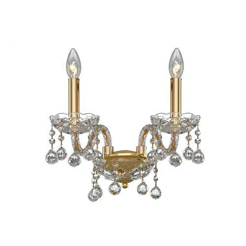 Crystal - 2 Bulbs - Gold - Ball Clear