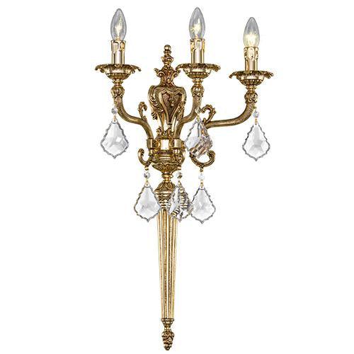 Brass - 3 Bulbs - Gold Oxide - Pendeloque Clear