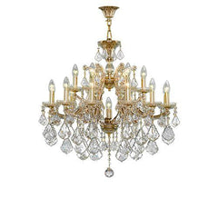 Asfour Crystal - Maria Theresa Chandelier - 19 Bulbs - Gold - Ball & Drop Clear