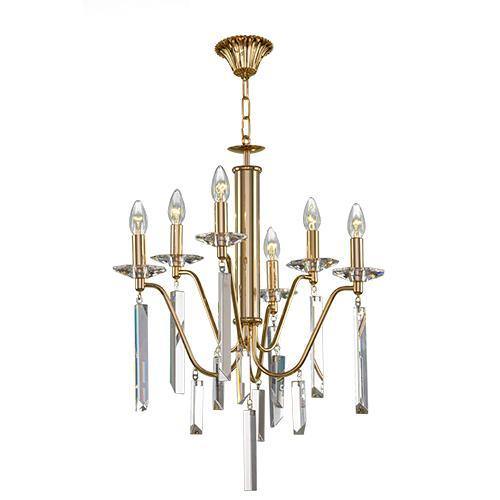 Asfour Crystal - Alabaster Chandelier - 6 Bulbs - Chrome - Ball Clear