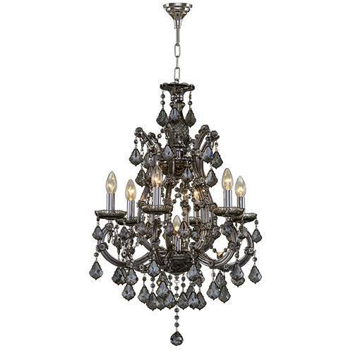 Asfour Crystal - Maria Theresa Chandelier - 7 Bulbs - Chrome - Pendeloque Satin