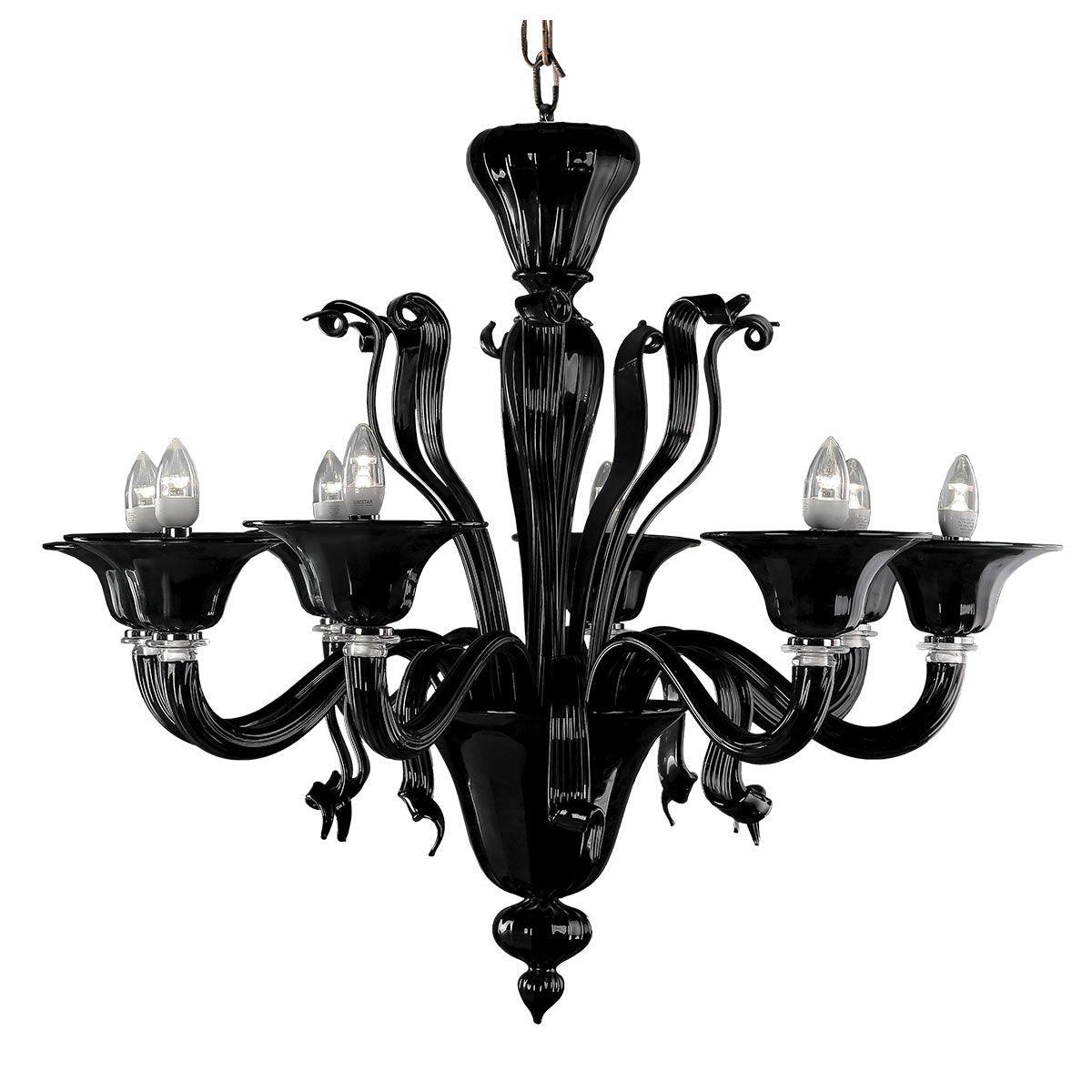 Murano Chandelier - 8 Bulbs - black