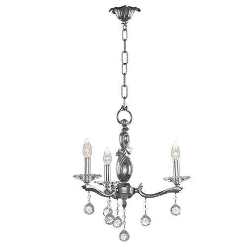 Asfour Crystal - Majestic Chandelier - 3 Bulbs - Chrome - Bearish Clear