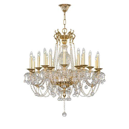 Asfour Crystal - Crystal - 16 Bulbs - Gold Oxide - Drop Clear