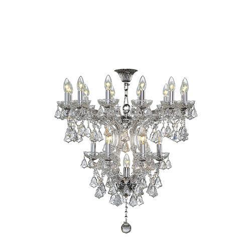 Asfour Crystal - Maria Theresa Chandelier - 19 Bulbs - Chrome - Pendeloque Clear
