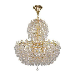 Asfour Crystal - Empire Chandelier - 12 Bulbs - Gold - Pear Clear