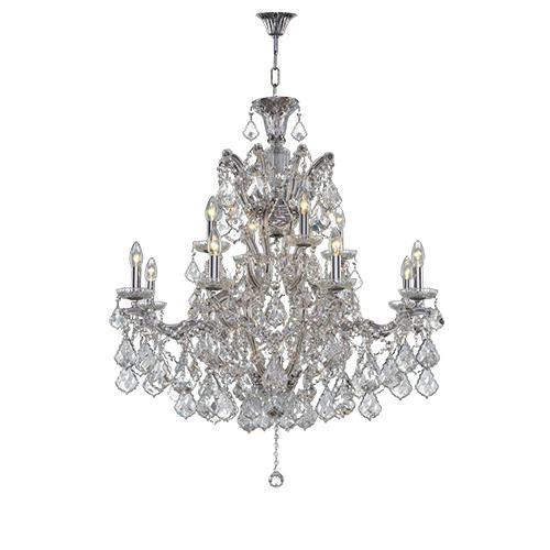 Asfour Crystal - Maria Theresa Chandelier - 13 Bulbs - Chrome - Pendeloque Clear