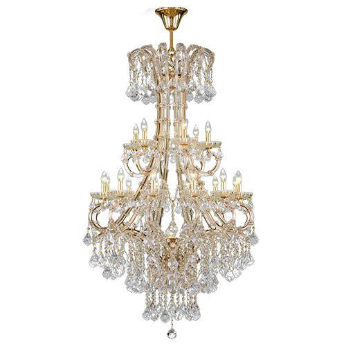 Asfour Crystal - Maria Theresa Chandelier - 19 Bulbs - Gold - Ball & Drop Clear
