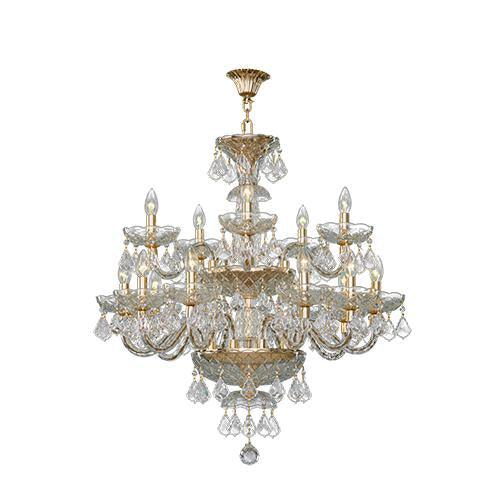 Asfour Crystal - Crystal - 15 Bulbs - Gold - Bearish Clear