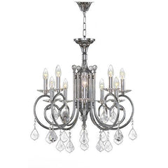 Asfour Crystal - Majestic Chandelier - 10 Bulbs - Chrome - Pendeloqe & Octagon Clear