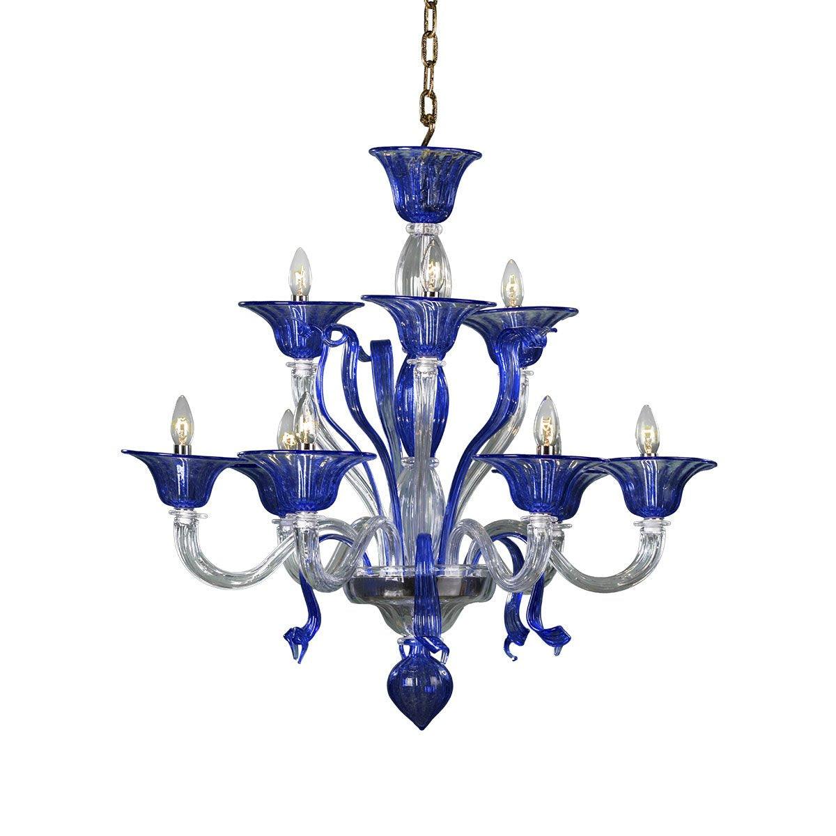 Murano Chandelier - 9 Bulbs - Blue