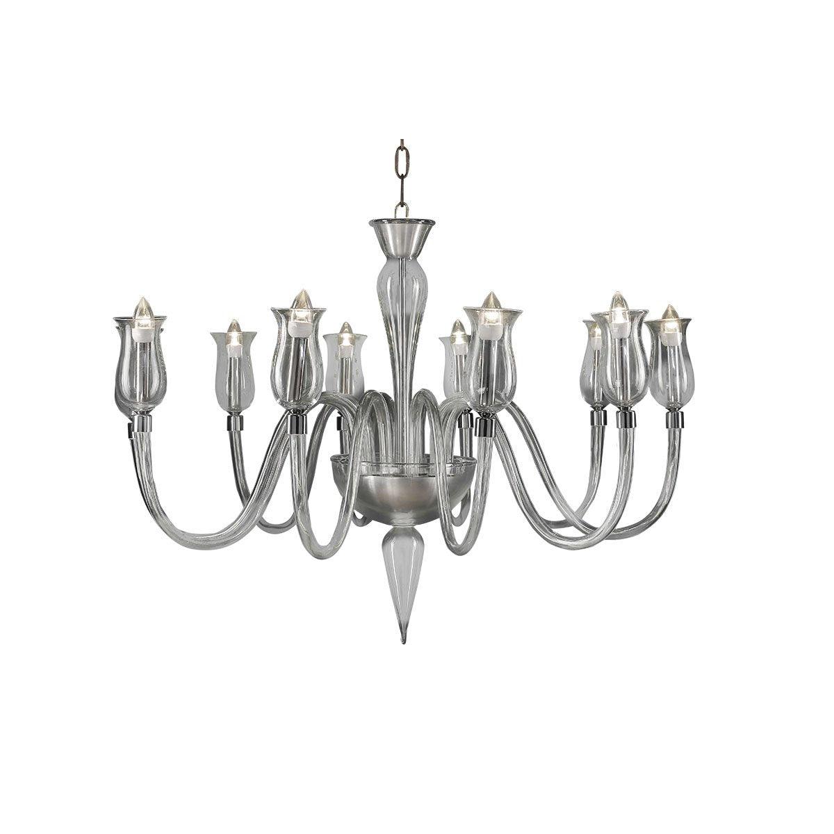 Murano Chandelier - 10 Bulbs - Transparent