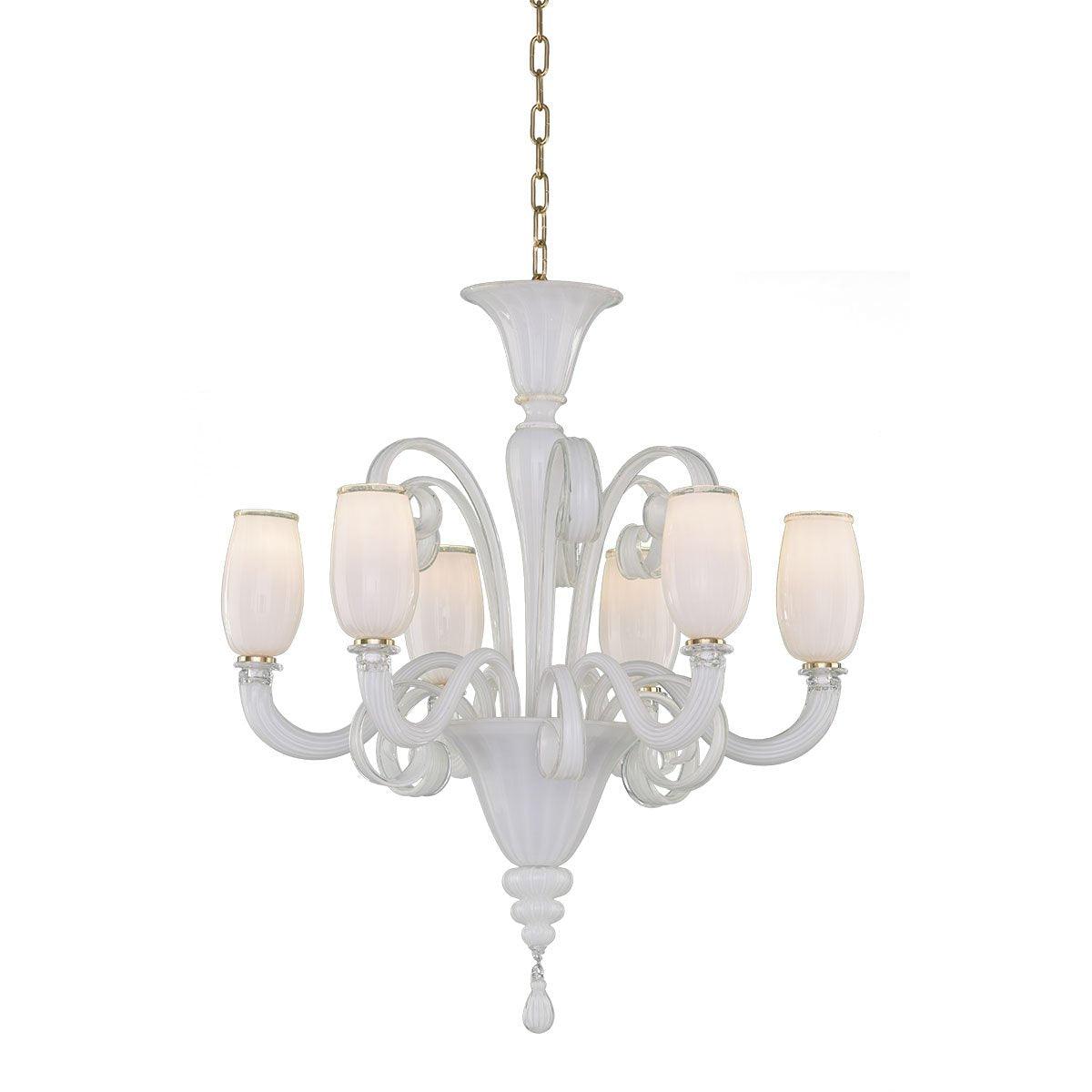 Murano Chandelier - 6 Bulbs - white*Gold