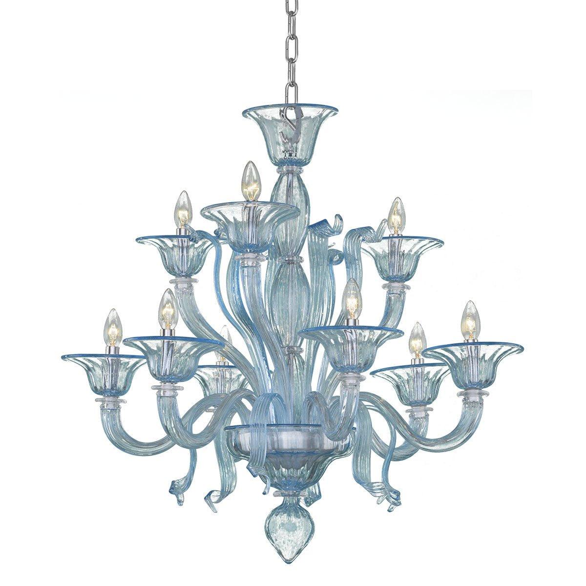 Murano Chandelier - 9 Bulbs - Aquamarine