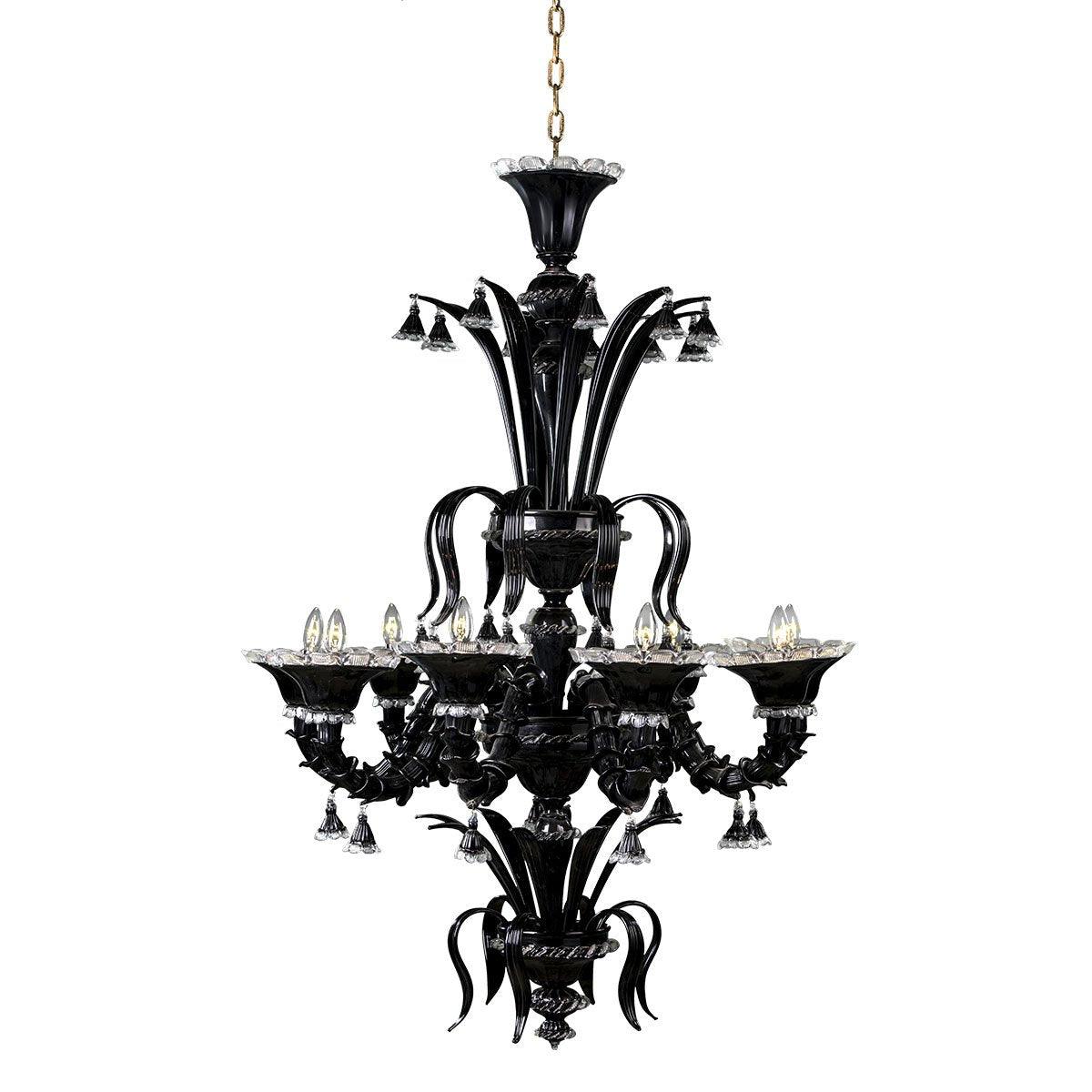 Murano Chandelier - 9 Bulbs - Black