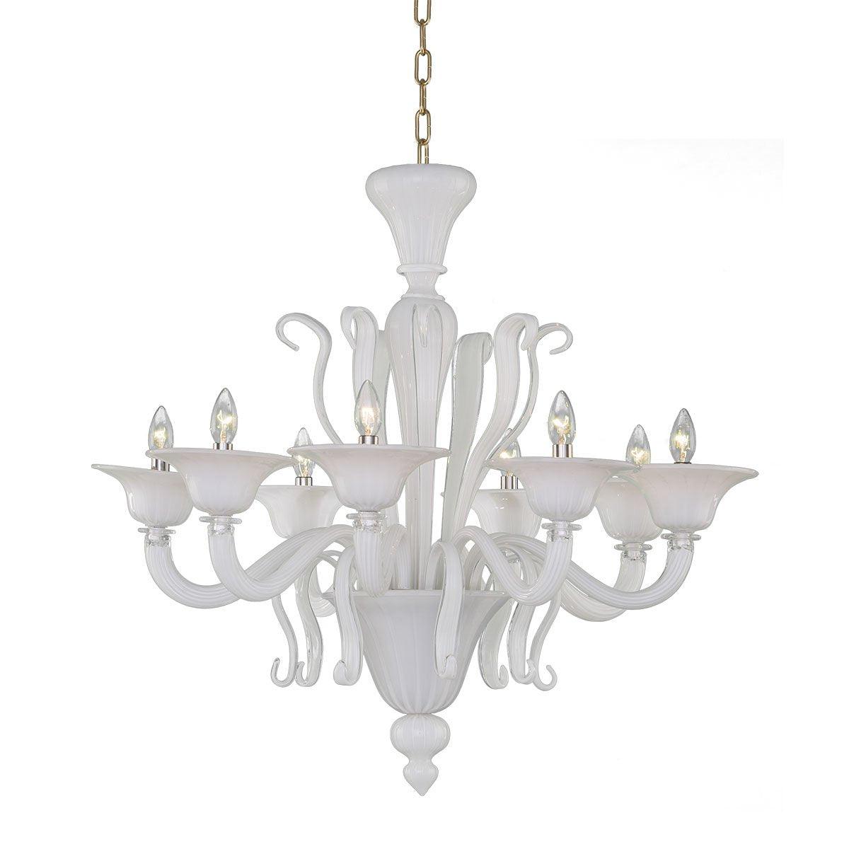 Murano Chandelier - 8 Bulbs - white