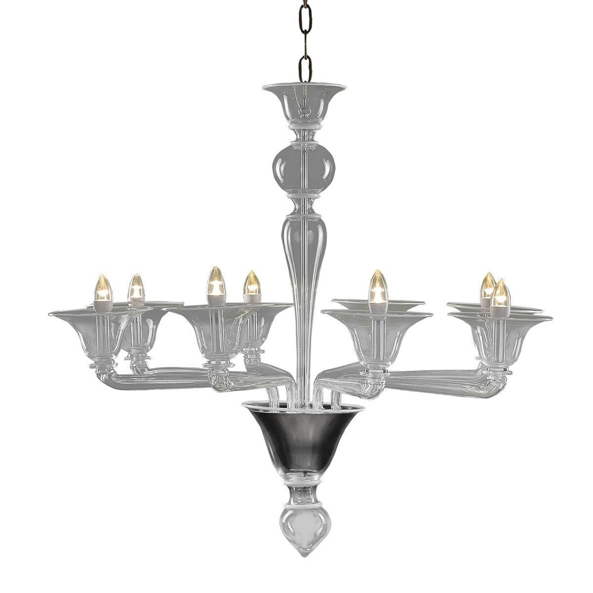 Murano Chandelier - 8 Bulbs - Transparent/white