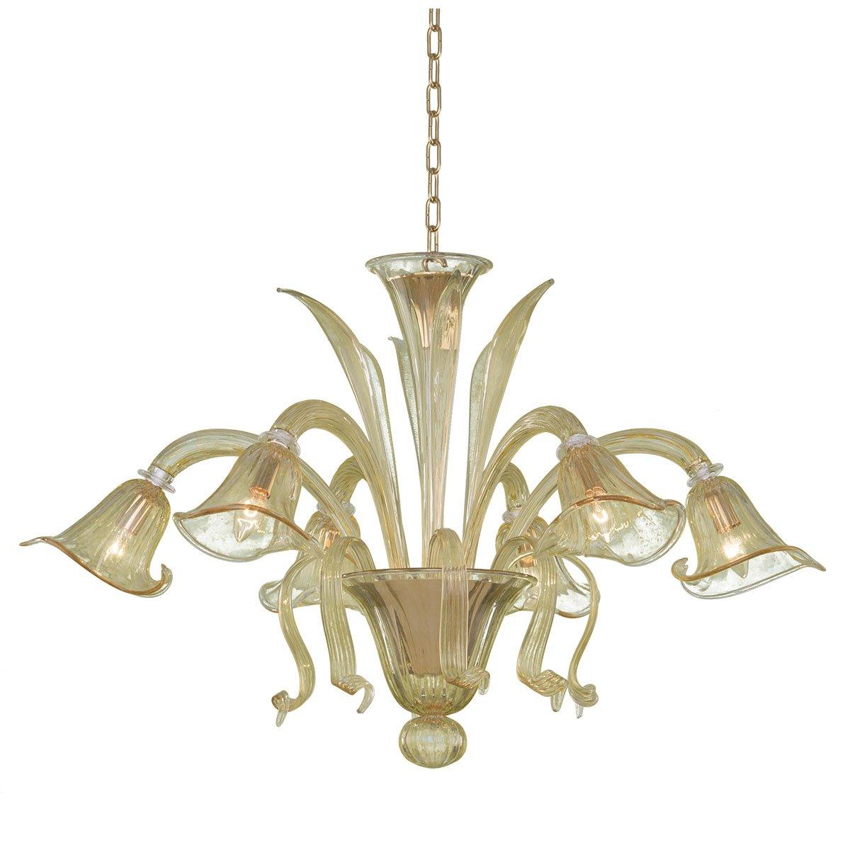 Murano Chandelier - 6 Bulbs - Transparent/Honey