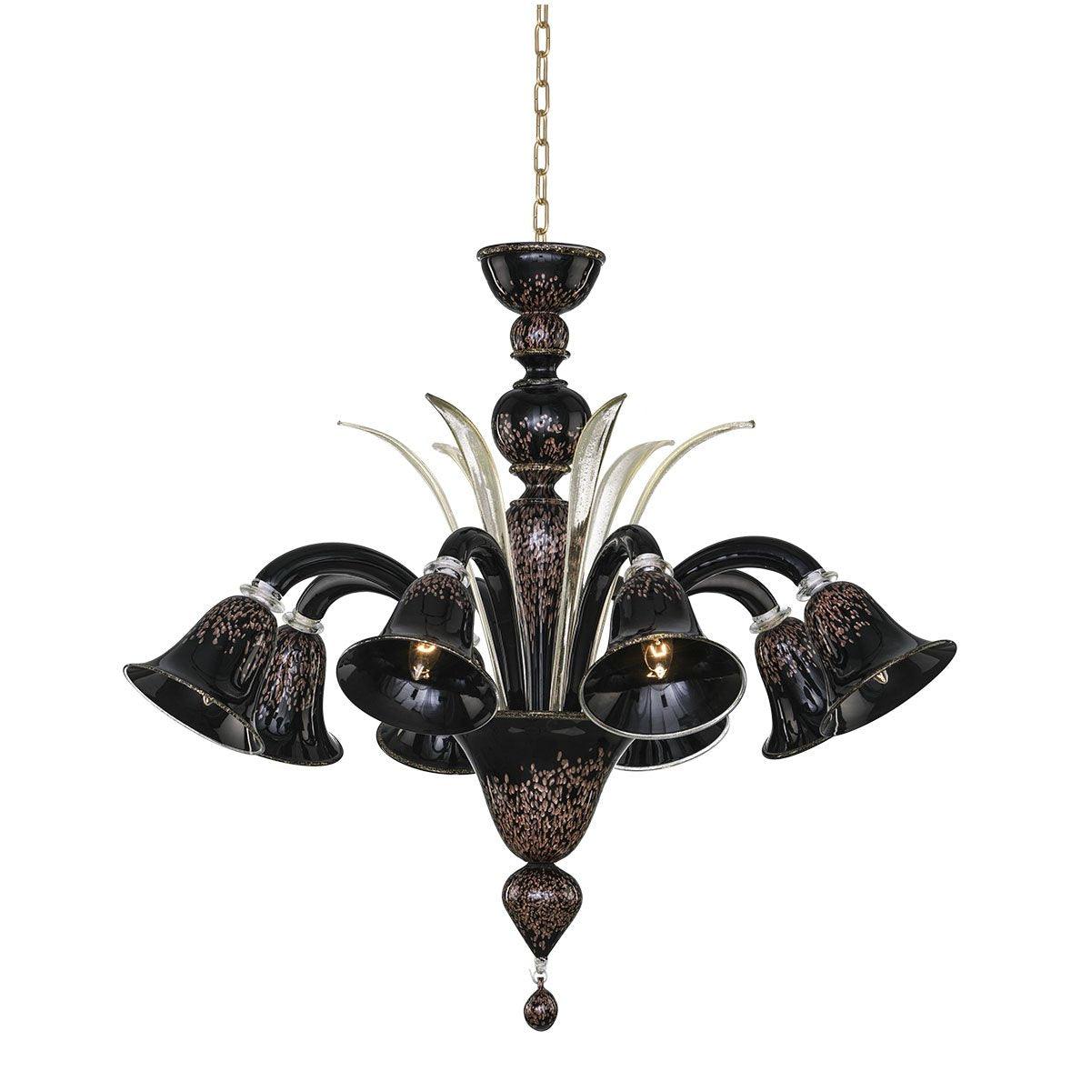 Murano Chandelier - 8 Bulbs - Black/Brown