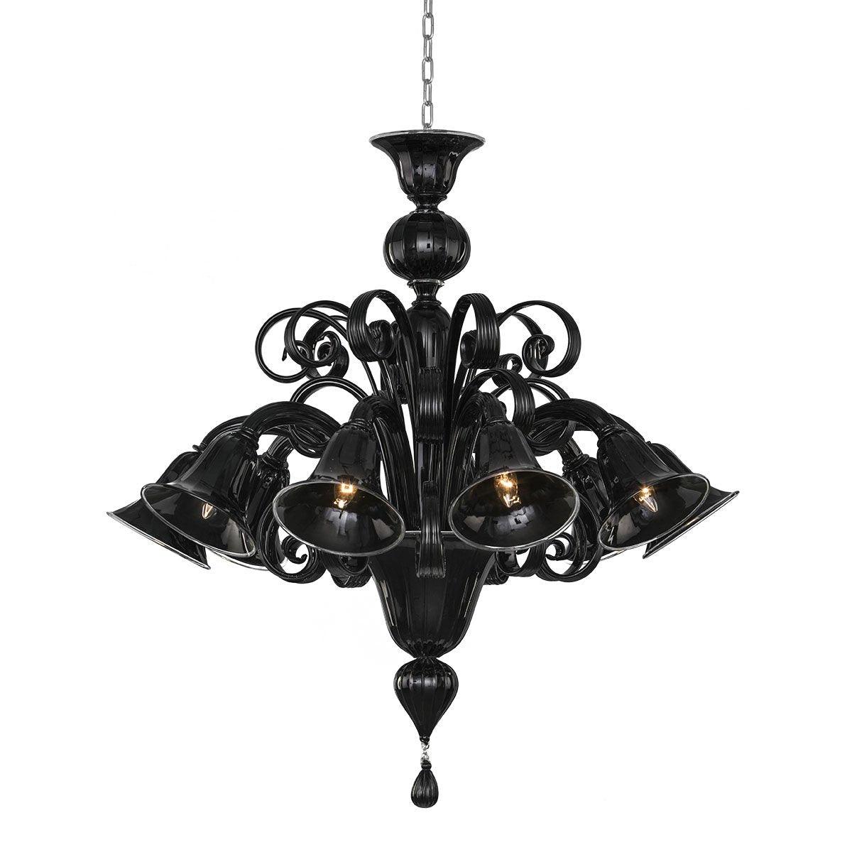 Murano Chandelier - 10 Bulbs - Black