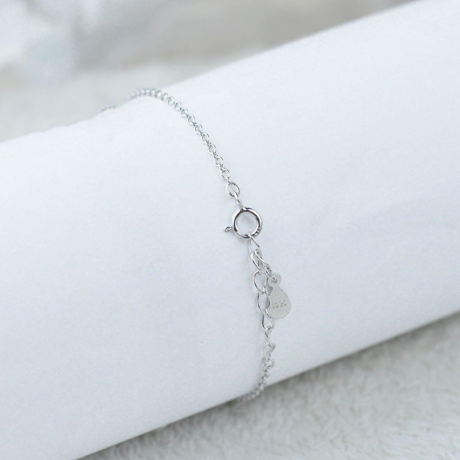 Asfour rounded Zircon Stone 925 Silver Chain-Bracelet - B1945
