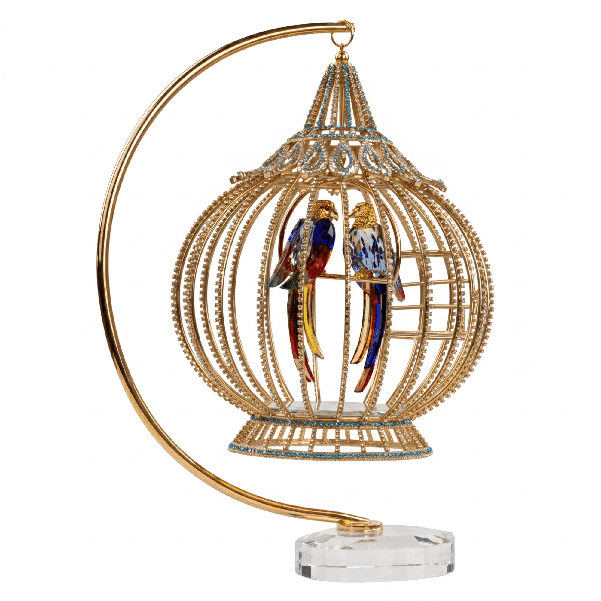 Asfour Crystal Bird Cage – With Stand – Gold – 680/420