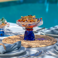 Taj Tayf Crystal Bowl 20/20/15 with Blue & Red Crystal