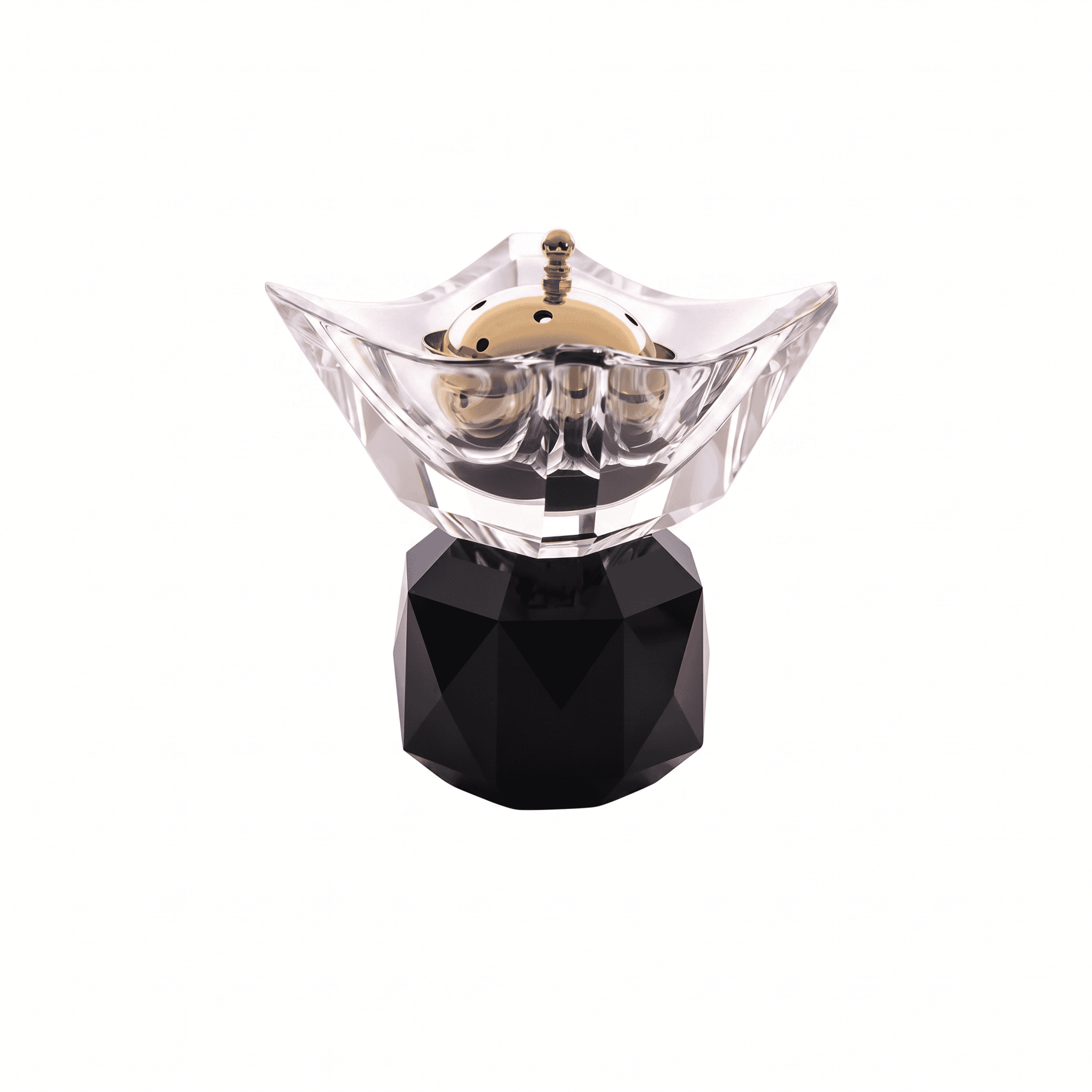 Taj Round Incense Burner 14/12 with Clear & Jet Crystal