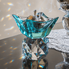 Taj Incense Burner 14/12 with Antique Green & Clear Crystal