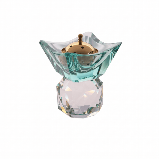 Taj Incense Burner 14/12 with Antique Green & Clear Crystal