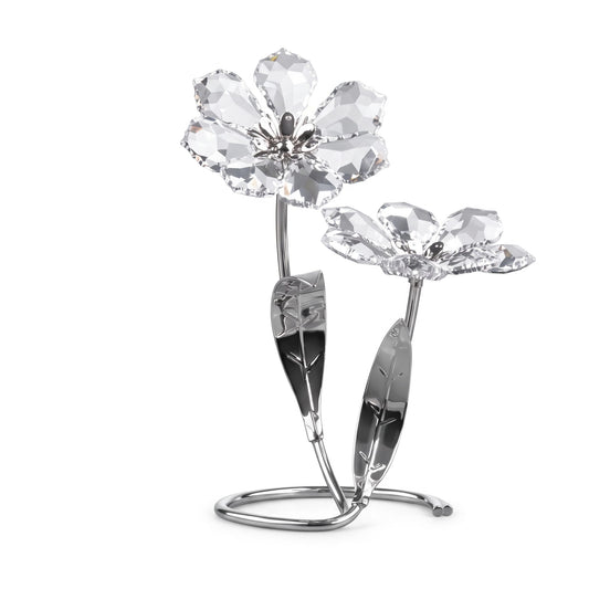 Rose - Clear - Silver Plated - Large - Asfour Crystal