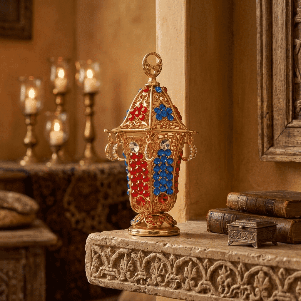 Ramadan Lantern Multi Colored Crystal Studded Small