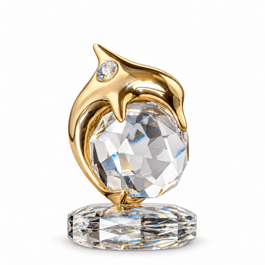 Gold Dolphin With Crystal Base