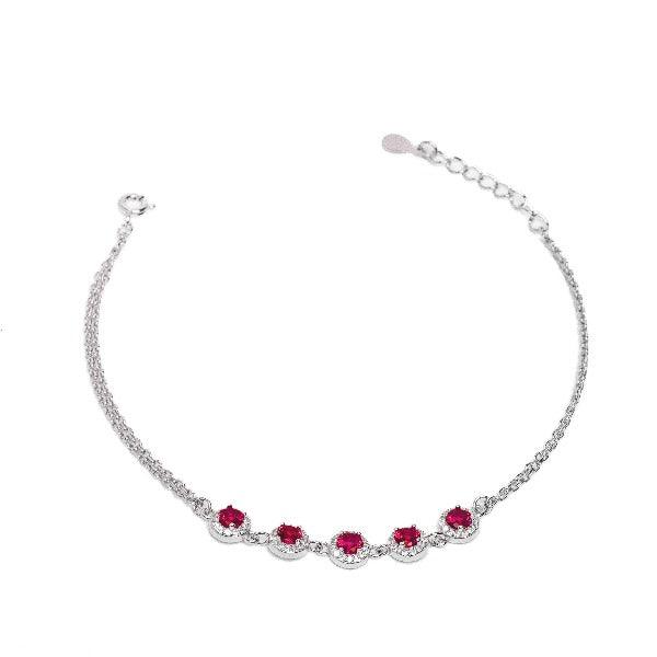 Bracelet B1186-R - 925 Sterling Silver - Asfour Crystal