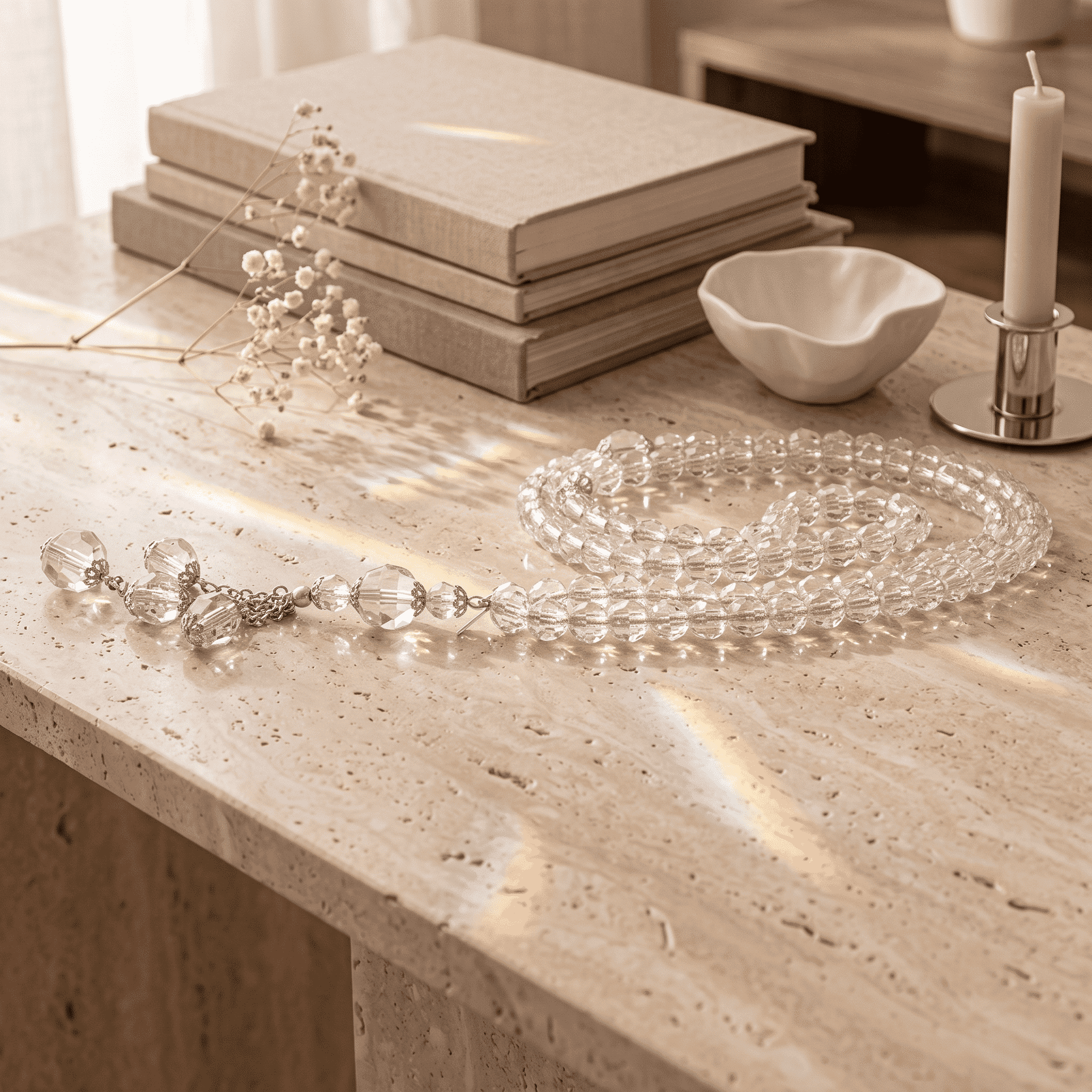 Rosary - Clear - Small Bead - Asfour Crystal