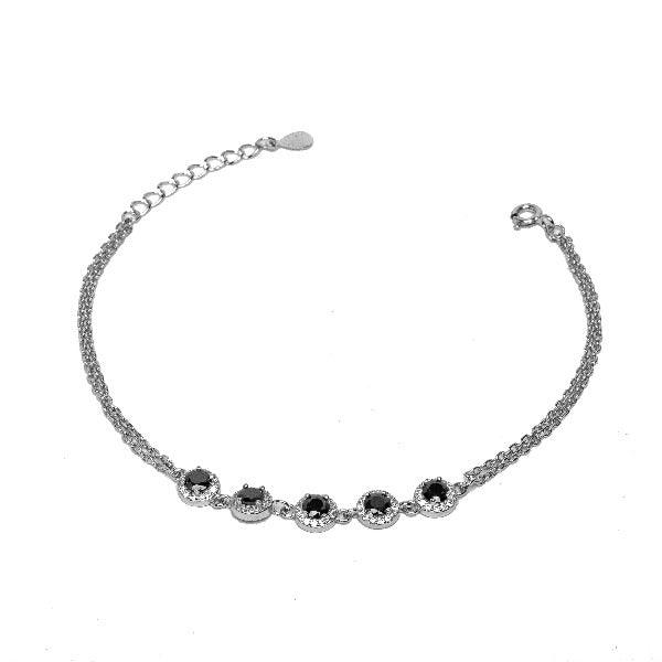 Bracelet B1179-R - 925 Sterling Silver - Asfour Crystal
