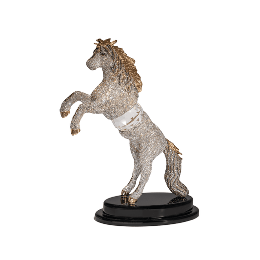 Horse inlaid with colored crystal lobes - Silver - Asfour Crystal