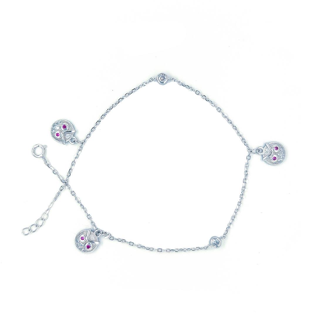 Asfour-Crystal-Sterling-Silver-925-Cats-Anklet-Silver