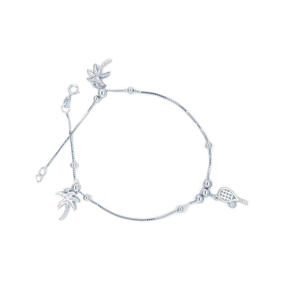 Asfour-Crystal-Sterling-Silver-925-Tennis-and-Palm-Trees-Anklett-Silver